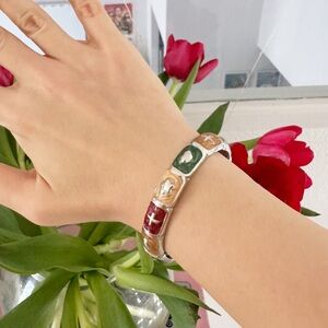 Vintage Colorful Silver Enameled Bracelets For Women
